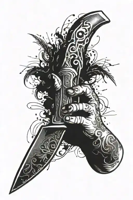 A Hand Made Of Black Substance Holds A Knife