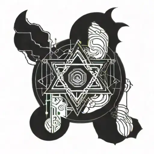 An Occult Symbol Intertwined With Circuitry And Neon Lights