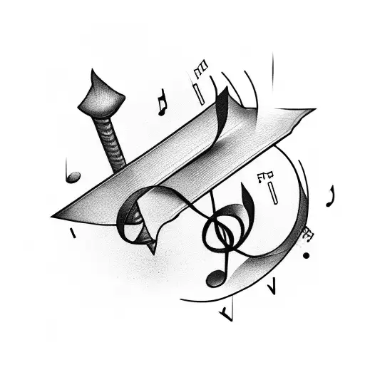 Musical Notes Intertwined With A Delicate Arrow