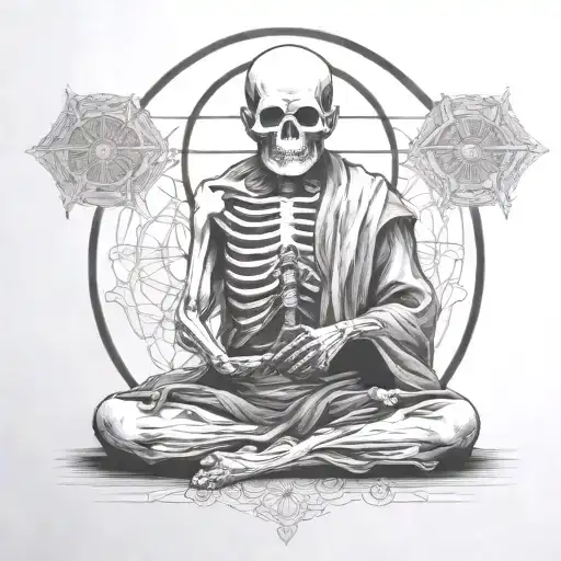 Skeleton Monk Meditating With Third Eye
