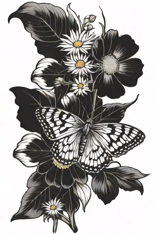 Butterfly And Daisy Flower