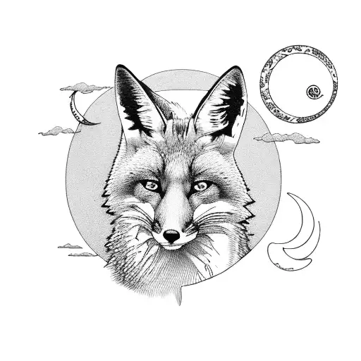 Fox Looking Up At The Moon