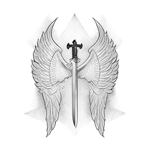 One Angel Wing Fused With A Sword