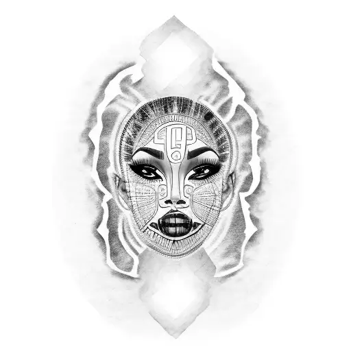 Black Woman Face With Bones Around Head