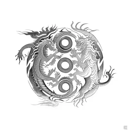 Dragon And Lion Fighting In Yin Yang