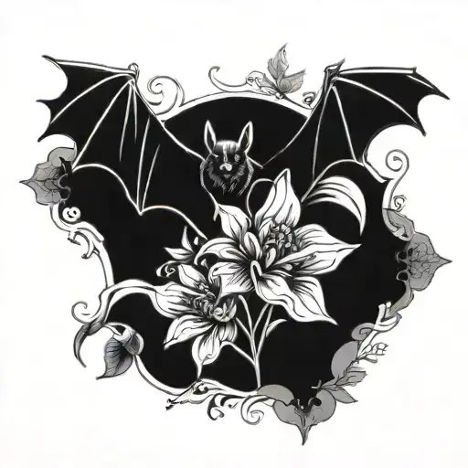 Bat And Flowers