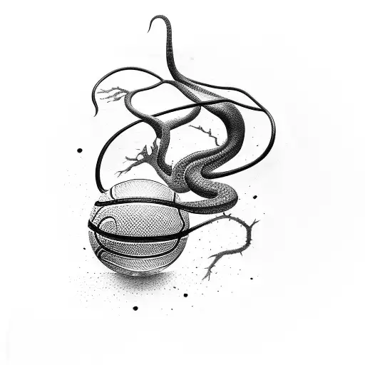 A Basketball Player Dribbling A Black Mamba Snake Instead Of A Ball