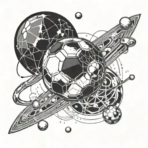 A Soccer Ball Orbiting A Planet In A Futuristic Astro-themed Design