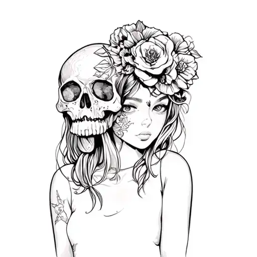 A Girl With A Skull On Her Head