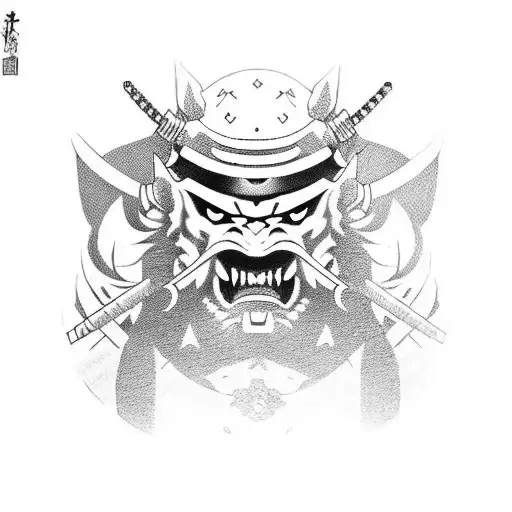 Oni Mask Samurai With The Maeda Crest