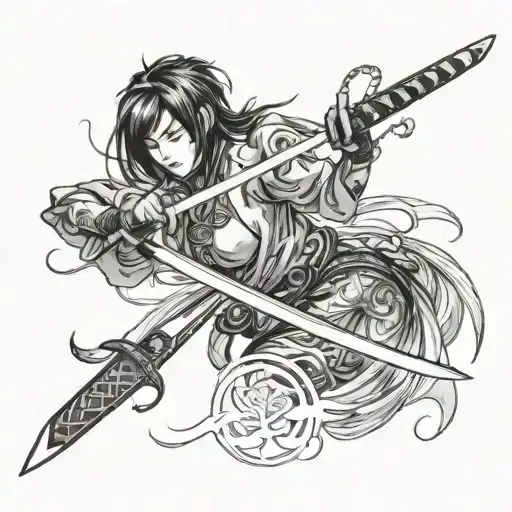 Katana With A Woman On The Blade