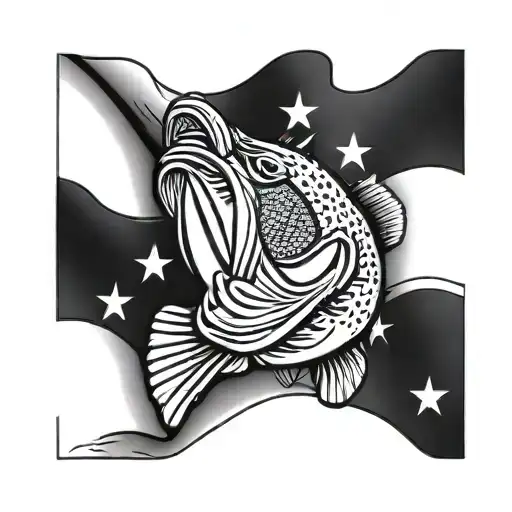 Largemouth Bass Chicago Flag Waving