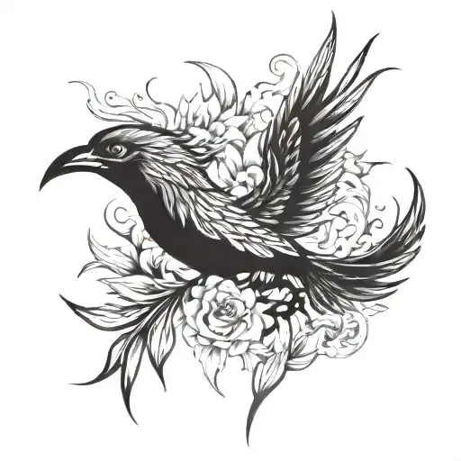 Phoenix And Edelweiss Flower