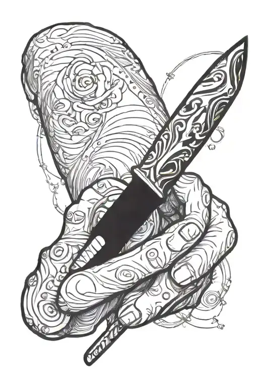 A Hand Made Of Black Substance Holds A Knife
