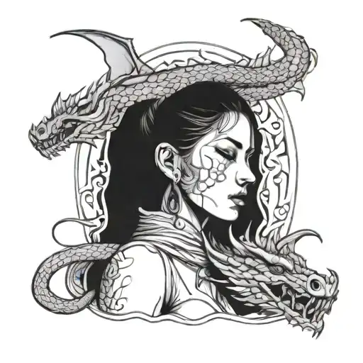 Woman And Dragon Wrapped
