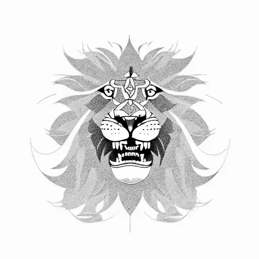 A Lion Roaring With A Sharingan Eye In Its Mouth