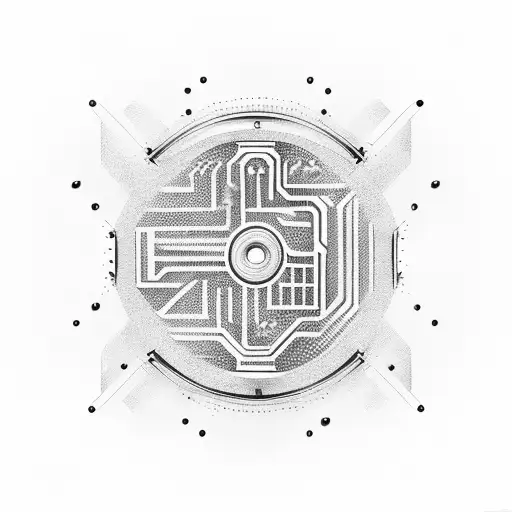 Car Engine With Circuit Board Patterns