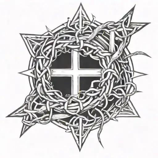 Crown Of Thorns Wrapped Around Arm With Cross In The Middle