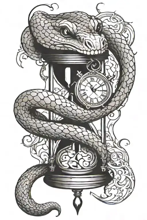 Snake Wrapped Around A Hourglass Cracking It