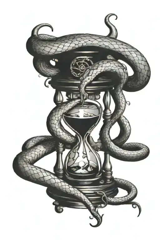Snake Wrapped Around A Hourglass Cracking It