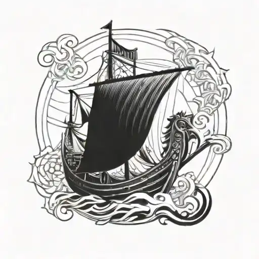 Viking Boat With Warrior