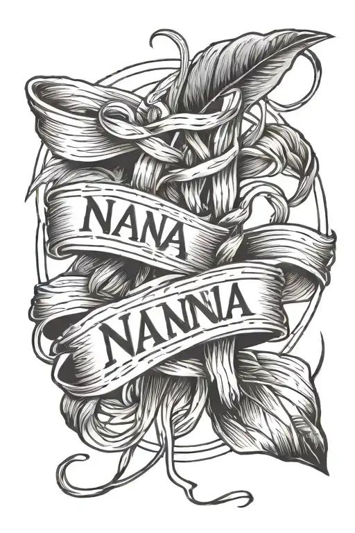 Twirling Bean Sprout With The Word Nana Wrapping Around It