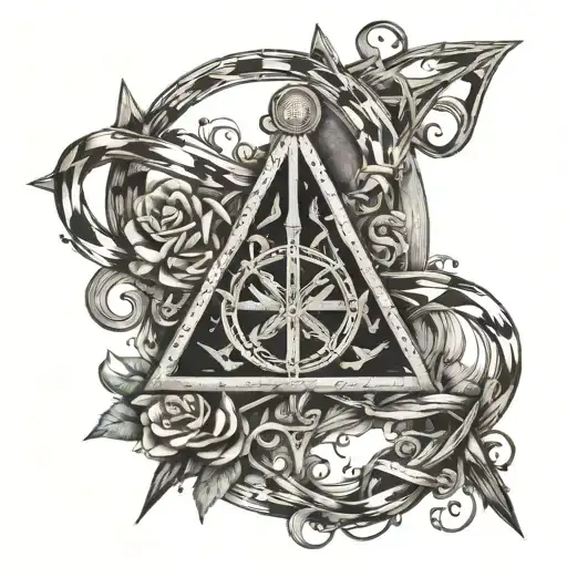 A Magical Wand Intertwined With The Symbol Of The Deathly Hallows