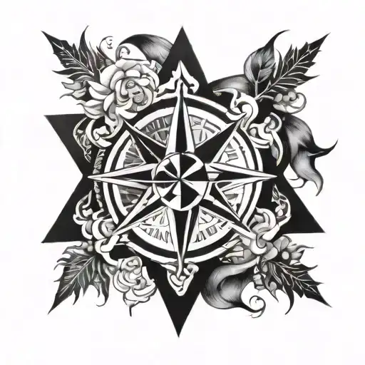 Wind Rose With 4 Family Names And Year Of Born