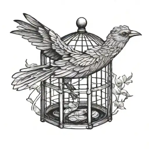 A Bird That Does Not Fly From A Cage With An Open Door