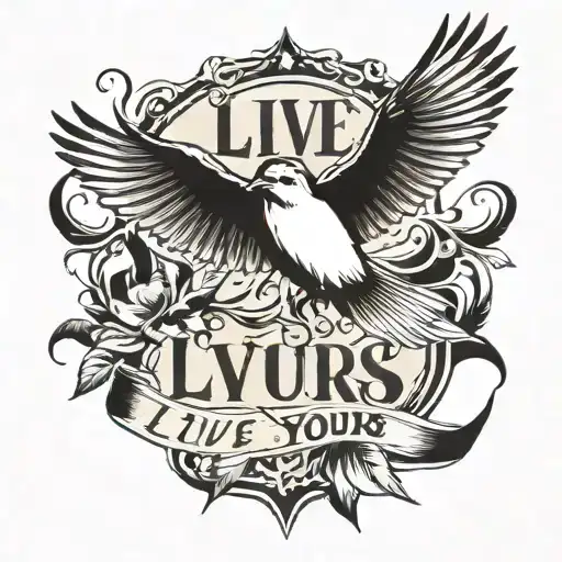 Live Yours Text With Swallow Bird Flying