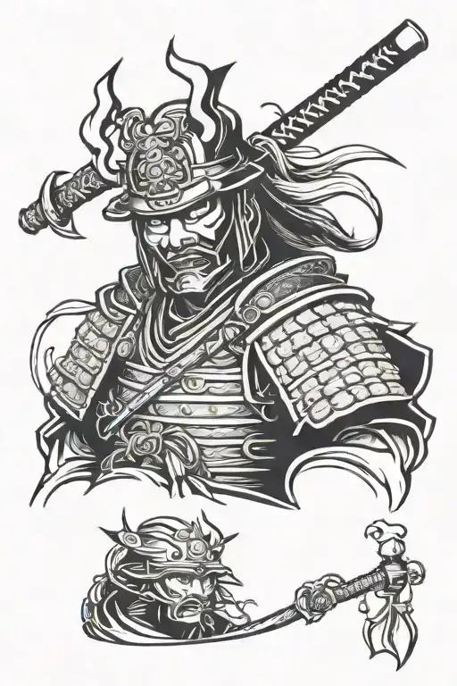 Japanese Samurai In A Mask