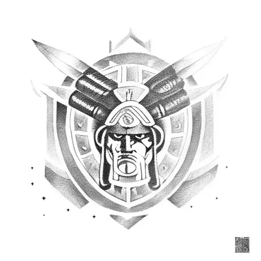 A Spartan Warrior Training In A Boxing Ring With Greek Mythological Symbols In The Background