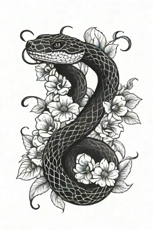 Snake And Flowers