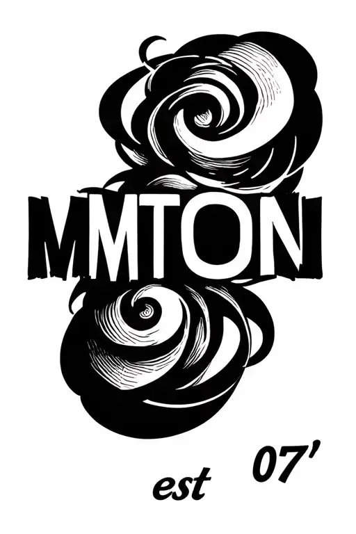 The Word Motion In Bold Letters And Under It Write Est And Under That Write 07'