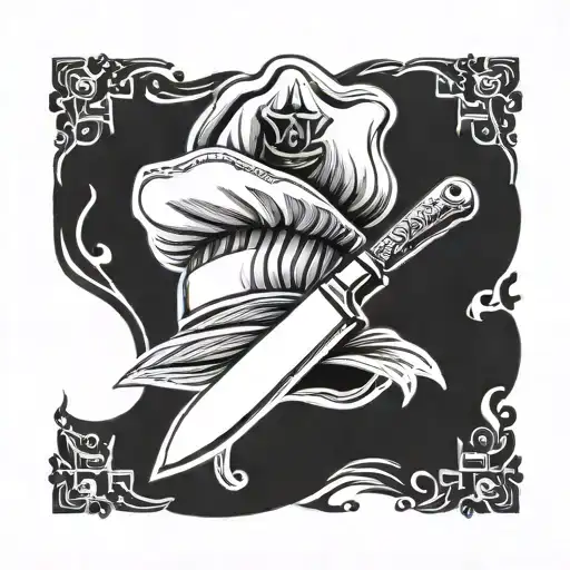 Chef Knife Crossed And Hat