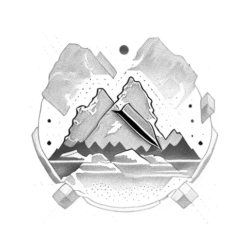 A Survival Knife Surrounded By Coffee Beans And Mountain Peaks