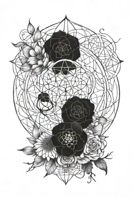 Heretic Principles Incorporated With Each Other Over A Background Of The Flower Of Life