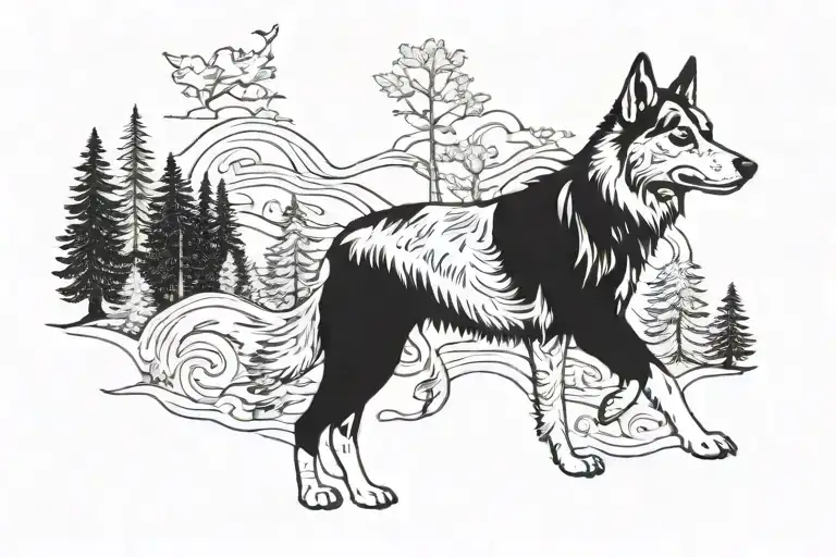 Thuringian Forest And Dog