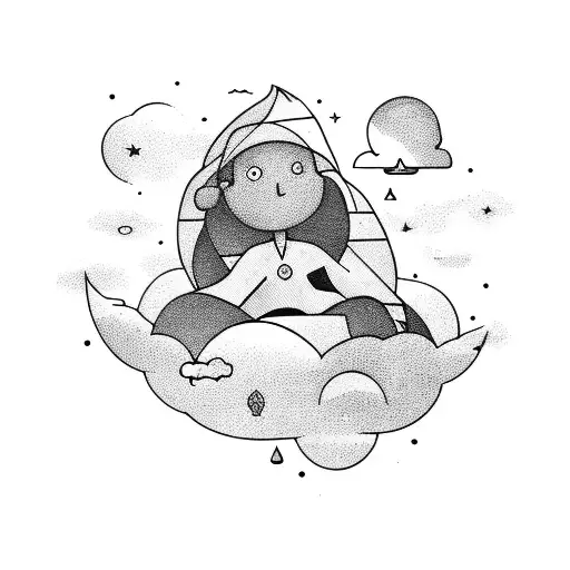 Boy On Cloud Looking At Galaxy