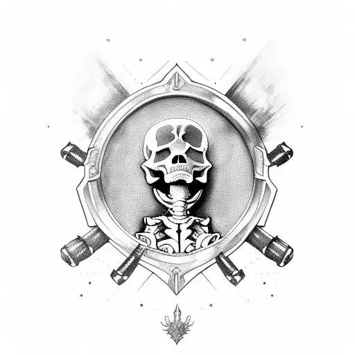 Skeleton With Armor And The Word Tank Written Below