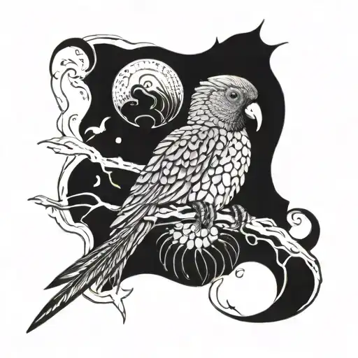 Parrot And Sea And Sun And Pine