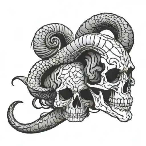 Aries Skull And Snake Wrapped