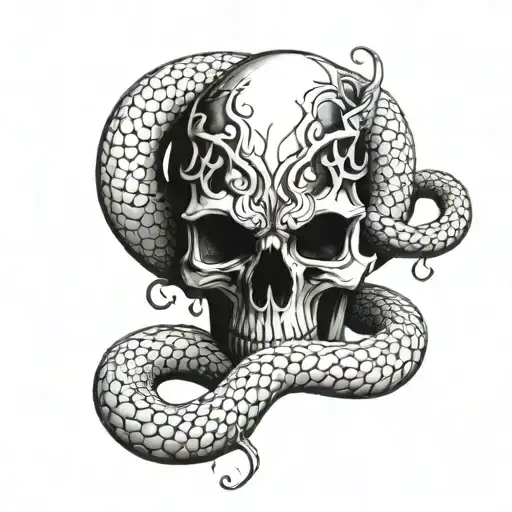 Aries Skull And Snake Wrapped Loosely