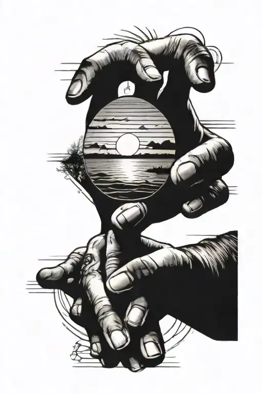 Two Fingers Touching With Ray And Sun Setting