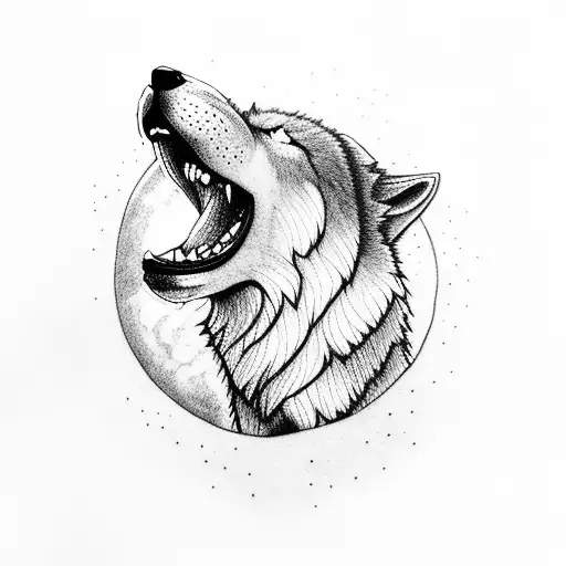 A Powerful Wolf Howling At The Moon