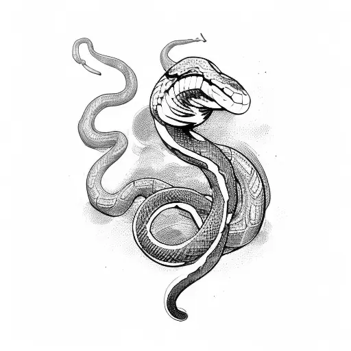 Snake In P Form With Black Background