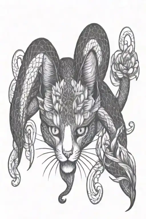 Snake Cat Flower Of Life Tattoo