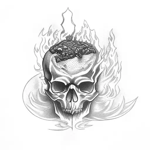 A Skull Of Hades Surrounded By Fiery Lava