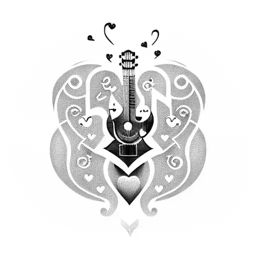 A Guitar With A Heart-shaped Soundhole Symbolizing Love For Family