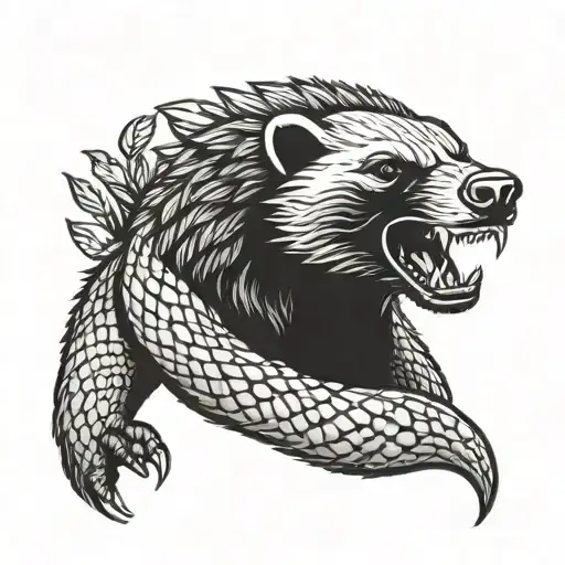 Honey Badger With Snake Head Crown Made